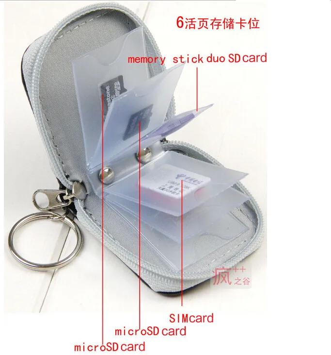 Симпатичные нескольких мини флэш-памяти Портативный маленький кошелек визитница для хранения чехол Micro SD Держатель нано сим на молнии цепочка для ключей