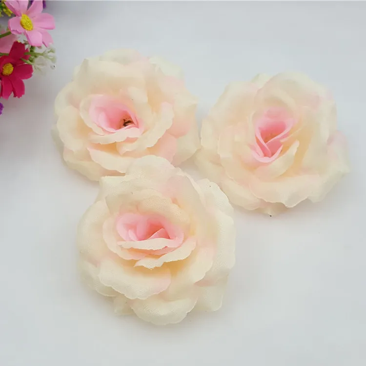 

10PCS/lot Champagne 8CM High quality diy artificial fake Silk Rose flowers head For Wedding Party Flower Ball Ornaments Flowers