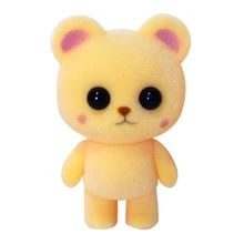 

1pc 7cm kawaii yellow bear action figure cartoon mini fun animal flocked toy model car decoration children birthday gift
