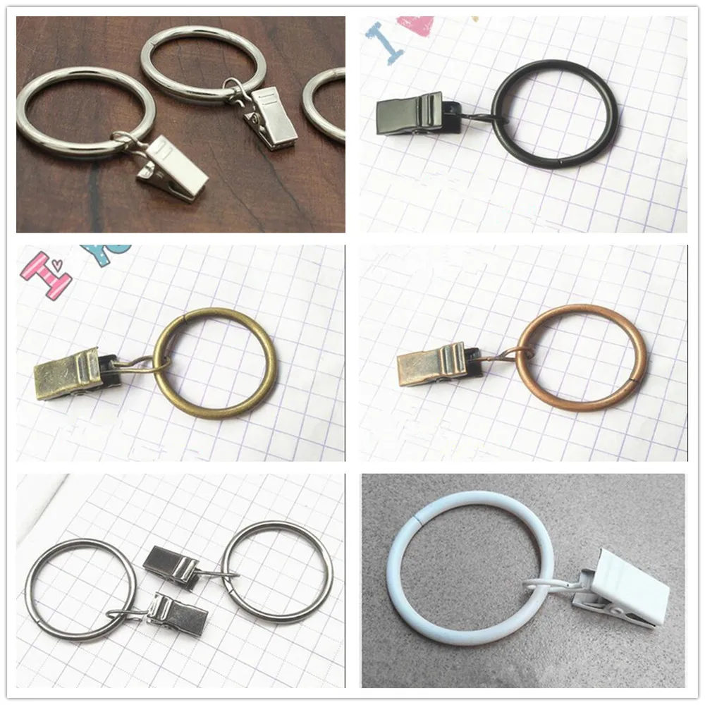 Skup 40 sztuk metalowe pierścienie do zasłon draperia pręt pierścień netto Rail Voile polak z klipsem HYZ9149