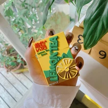 3D Pocari пот лимон чай напиток чехол для наушников для Apple Airpods 1 2 Беспроводная Bluetooth гарнитура Защитная силиконовая крышка Funda