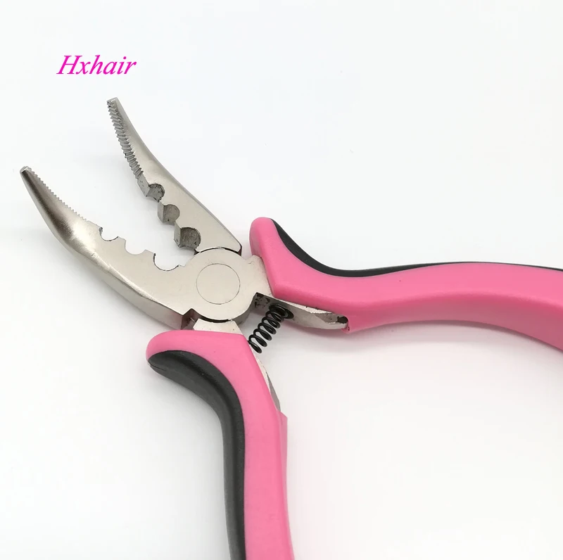 No.10 Pink hair pliers Curved Head with Teeth and 3 Holes /Hair Extension Pliers /Hair Extension Tools