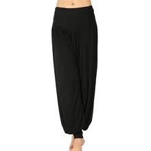 Women Ladies Solid Harem Yoga Sport Flare Modal Pant Belly Elastic Waist Dance Club Wide Leg Pants Loose Long Trousers