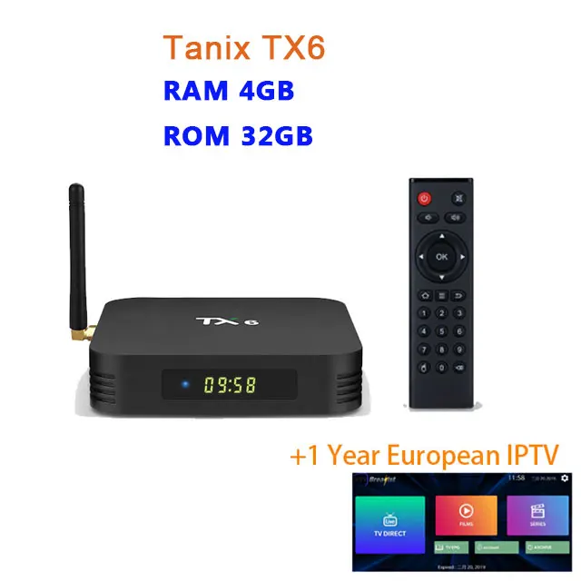 4gb 32gb 1 year iptv Tanix TX6 Android 9,0 4 Гб DDR3 32 ГБ памяти на носителе EMMC поддержка ТВ-коробок 2,4G Wi-Fi 5 ГГц BT4.1 4 K H.265 1080 P медиа-плеер Декодер каналов кабельного телевидения pk h96max - Цвет: 4gb 32gb 1 year iptv