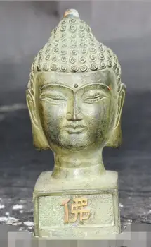 

4" Old Bronze Gild Shakyamuni Amitabha Buddha Head imperial Seal Stamp Signet