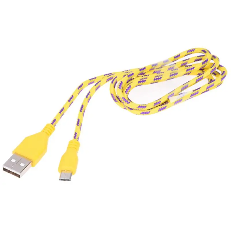 

1M Braided Fabric Mini USB Data&Sync Charger Cable Cord For Cell Phone Yellow USB Data Sync Charger Cable Cord for your device