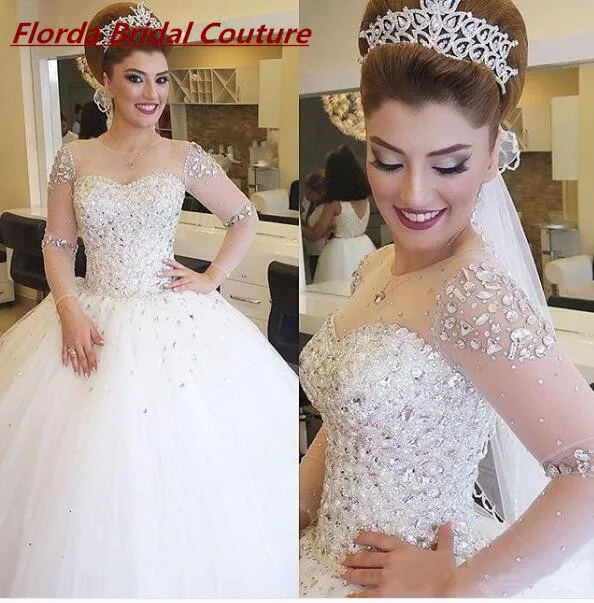 2017 Luxury Bling Sparkle Wedding Dress Wedding Dresses Bead Crystal