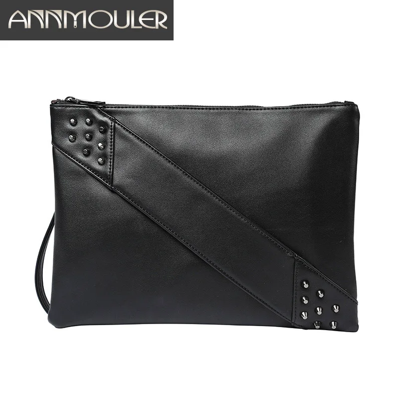 

Annmouler Fashion Women Shoulder Bag Pu Leather Crossbody Bag Unisex Clutch Bag Punk Style Envelop Clutch Purse for Women