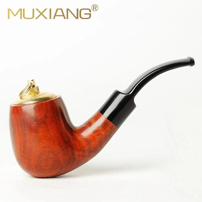 

MUXINAG Purple Ebony Tobacco Pipe with Acrylic Bent Saddle Mouthpiece For Cigarette adapter Smoking Pipe as0001