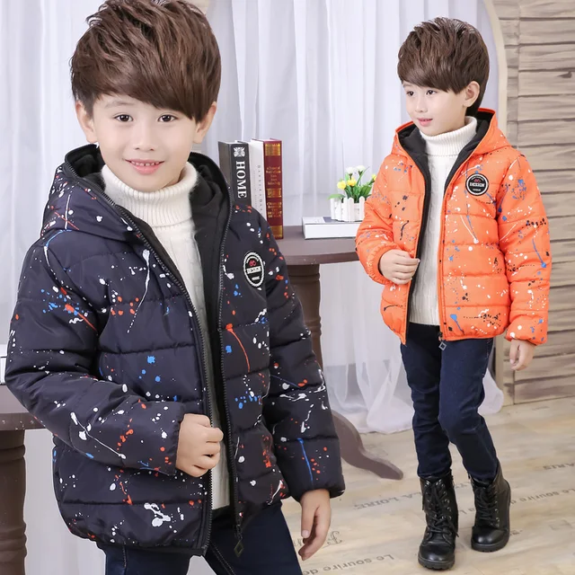 Children Boy Fancy Winter Cotton Padded Jacket Ink Jet Print Clothes