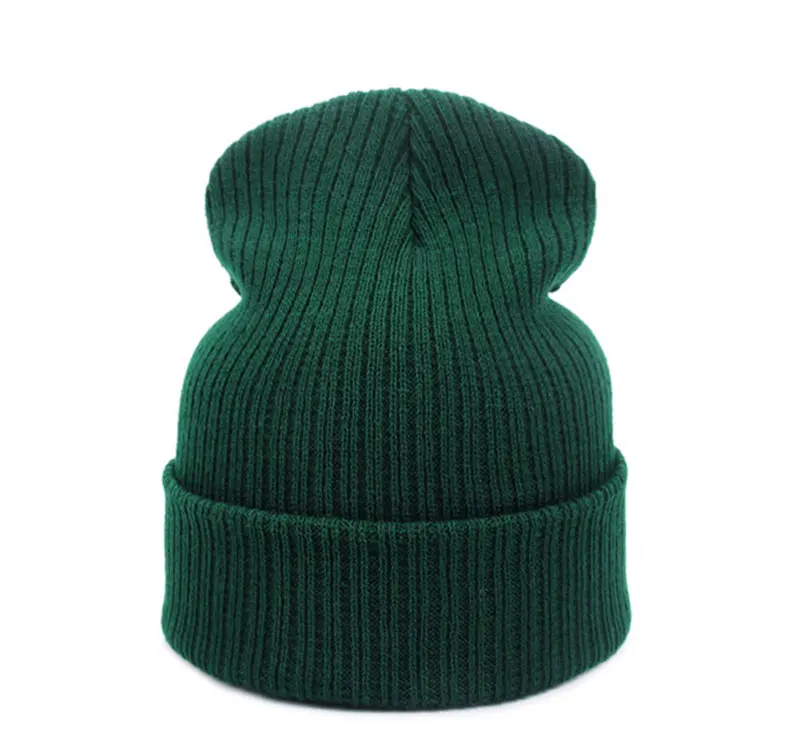 Новая модная зимняя шапка для женщин и мужчин, зеленая шапка Skullies Beanie, теплые шапки унисекс, вязаная шапка для мужчин, бини, простая теплая мягкая шапка