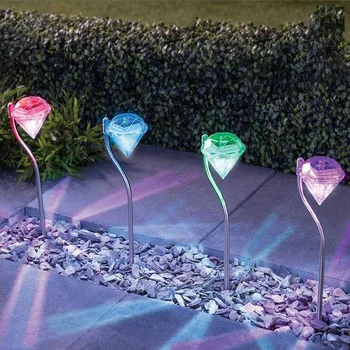 

4pcs LED Solar Light Outdoor Garden Decoration Lamps LED Diamonds Lawn Light Solar Powered Path Lanterns Lamp Home Decoration