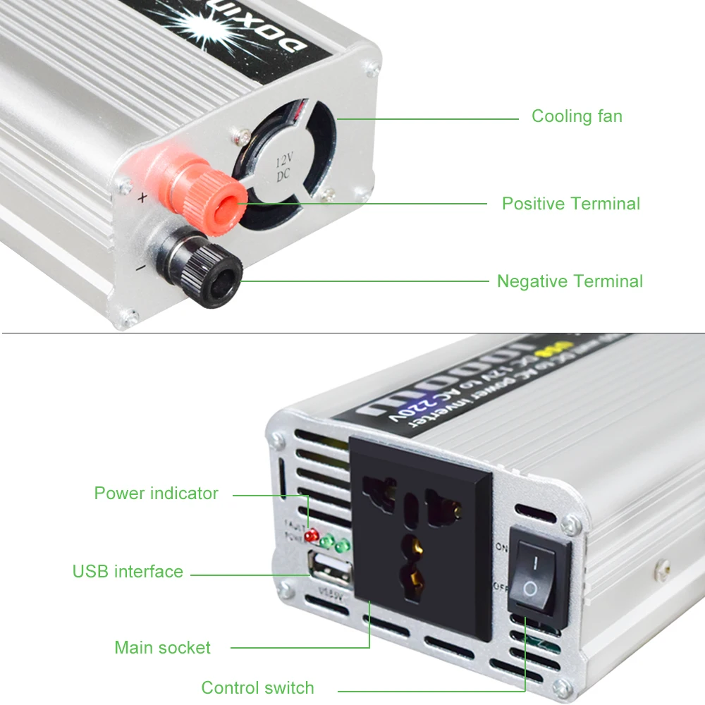 Инвертор USB 1000 Вт DC 12 В в AC 220 В портативное автомобильное зарядное устройство адаптер конвертер DC 12 В AC 220 Модифицированная синусоида 1000 Вт