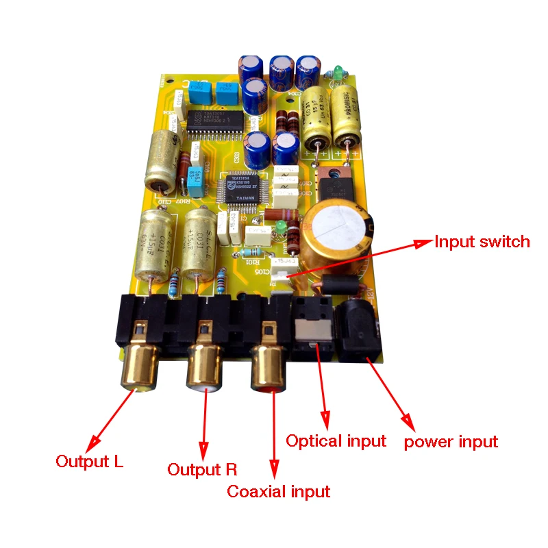 TDA1315T DC6V-12V аудио ЦАП Оптическое волокно коаксиальный аналоговый аудио декодер HIFI усилитель доска F6-002