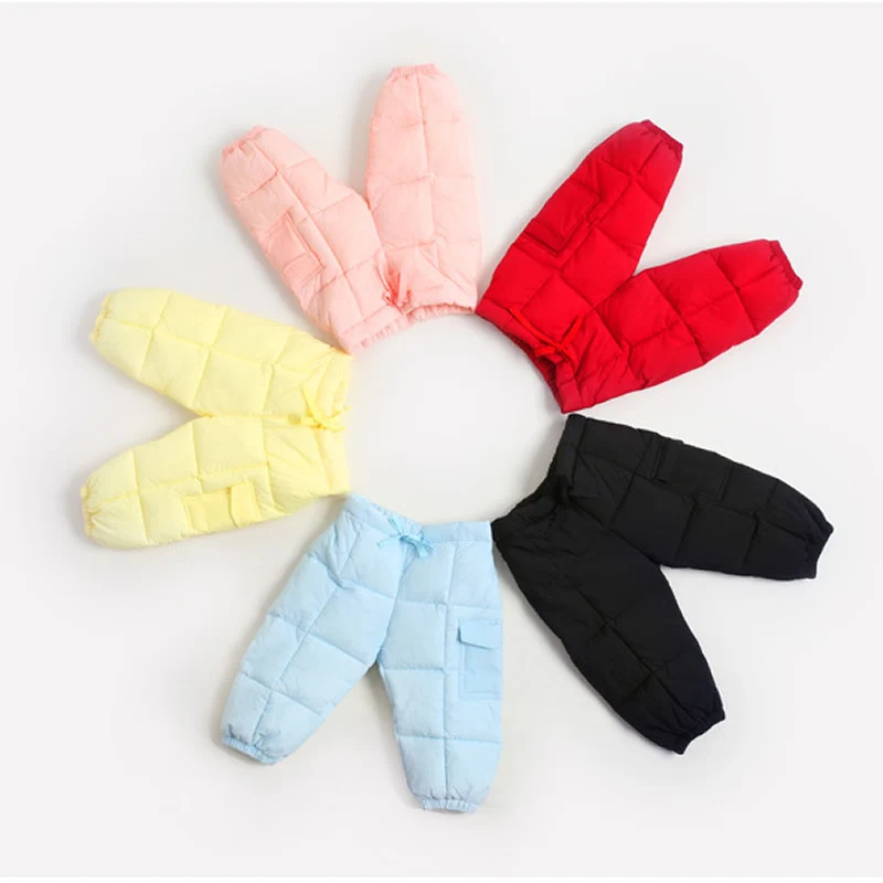 

Autumn Winter Children Leggings Warm Pants Boys Girls Down Trousers Kids Elastic Waist Thick Pants baby's Clothes