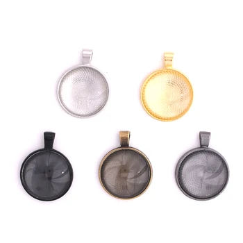 

80pcs Round Pendant Trays Glass Cabochon Base 8 Color DIY Jewelry Making Crafts Gift
