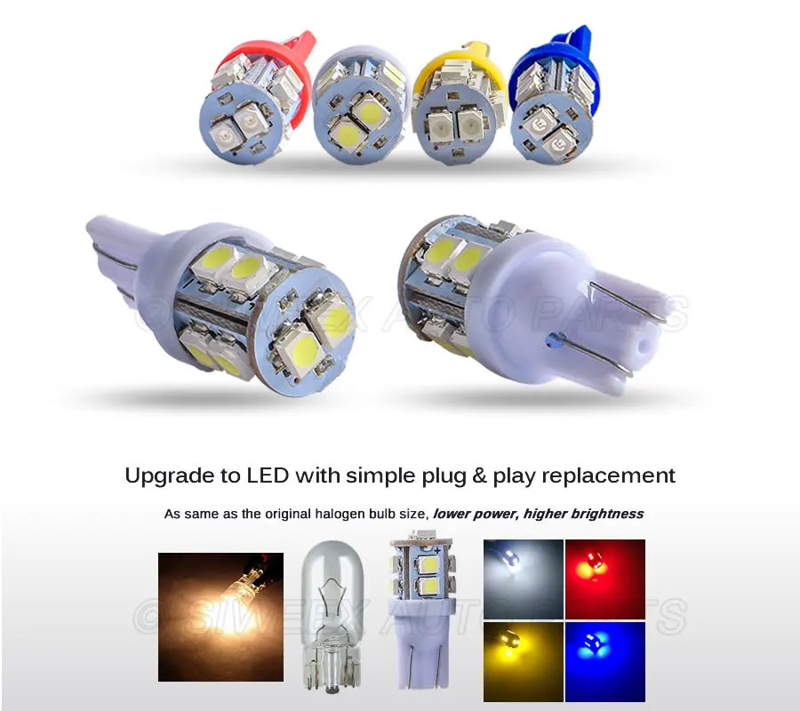 1X T10 W5W Клин светодиодный лампы 1210 10 SMD 3528 автомобиль Подсветка салона 194 168