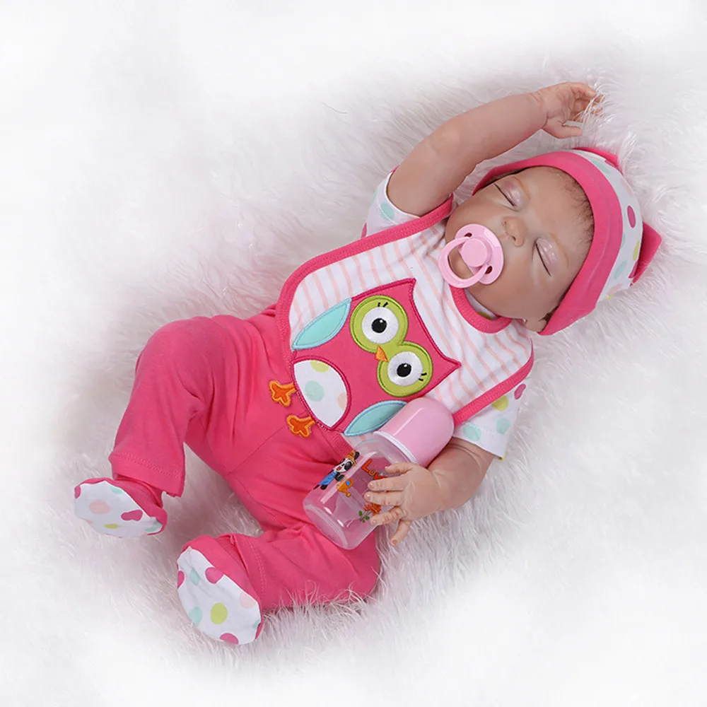 Милый мягкий силиконовый Reborn Baby Doll Реалистичная кукла 55 см с медведем L907|Куклы| |