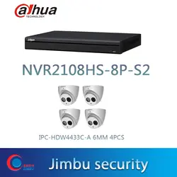 NVR2104HS-P-4KS2 & 4 шт. HDBW4433C-A6MM купольная камера H.265 H.264 4POE порт