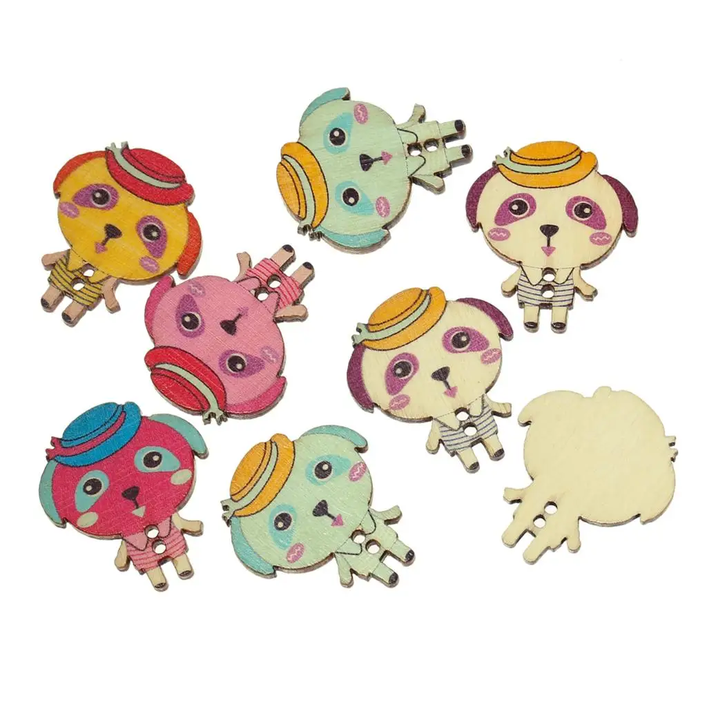 DoreenBeads Wood Sewing Buttons Scrapbooking Dog At Random Two Holes 30