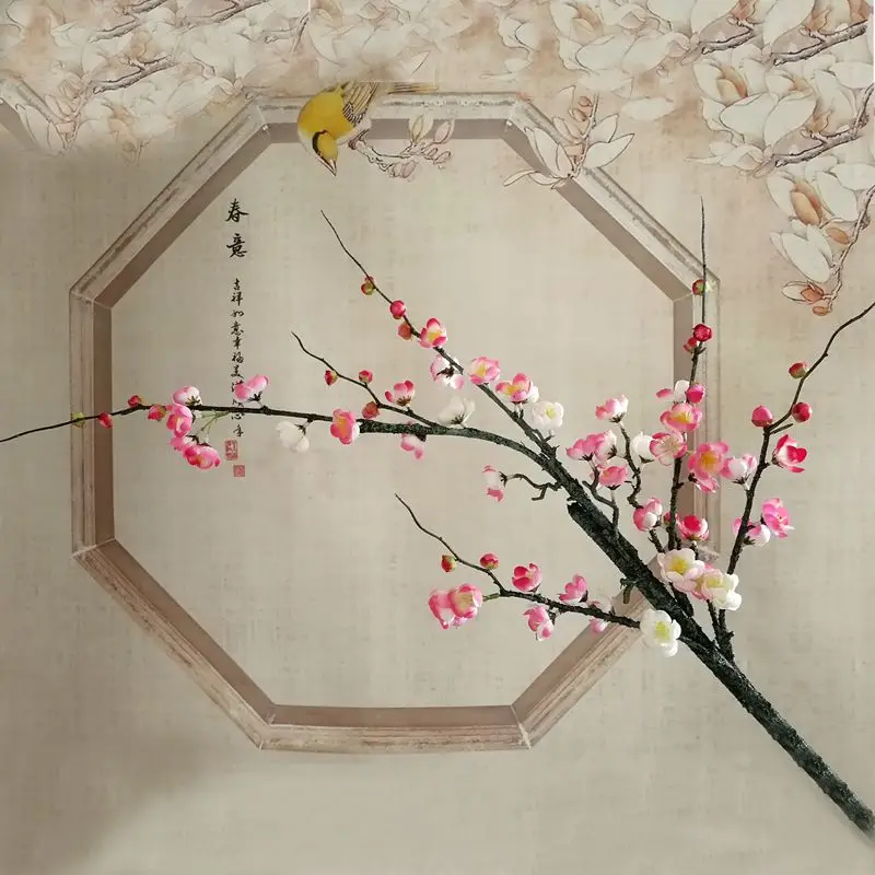Искусственный цветок одной сливы ветка поддельные шелковые цветы Китайский гостиная год украшения искусственные цветы