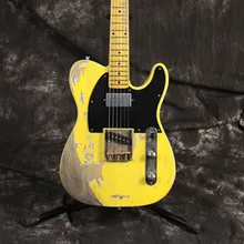 Hot Handwork Relic Electric Guitar with Ash Body in Dark Yellow Color, Aged guitar parts, Brass Saddle bridge, Vintage guitarra Hot Handwork Relic Electric Guitar with Ash Body in Dark Yellow Color, Aged guitar parts, Brass Saddle bridge, Vintage guitarra
