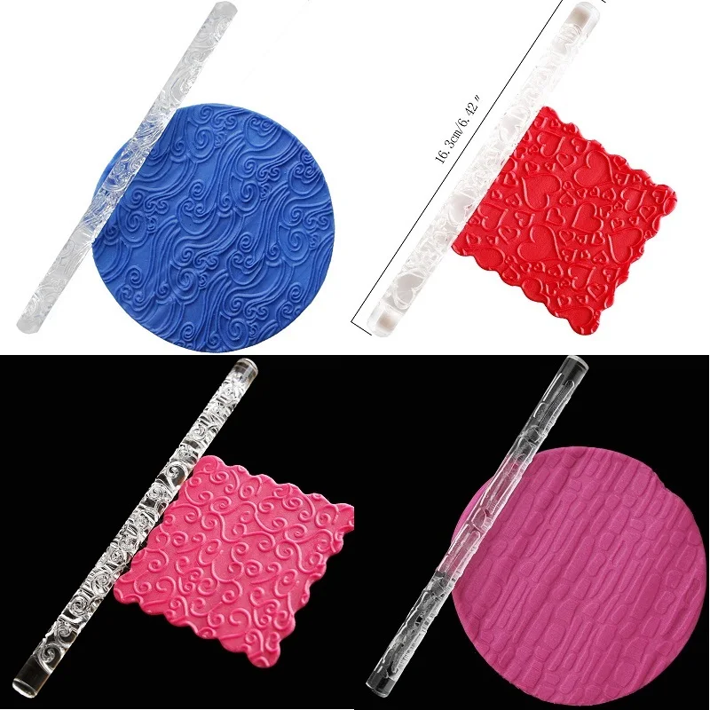 

Embossing Acrylic Rolling Pin Designed Fondant Cake Impression Rolling Pins Various Designs for Cake Icing Decorating Tools