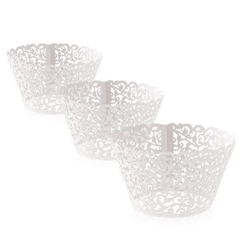 

50pcs Laser Cut Cupcake Wrappers Decor Wedding Birthday Party Baby Shower cake topper child birthday cartoon cupcake holder