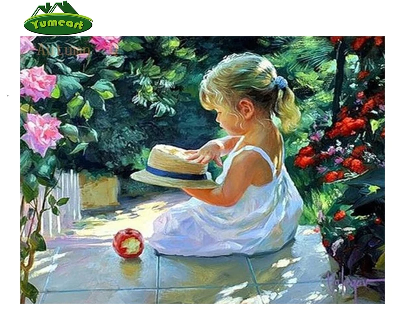 

Diamonds Rhinestone Embroidery Girl Diamond Mosaic Landscape Flower Embroidery Cross-Stitch Pattern Hat Diamonds Mosaic Children