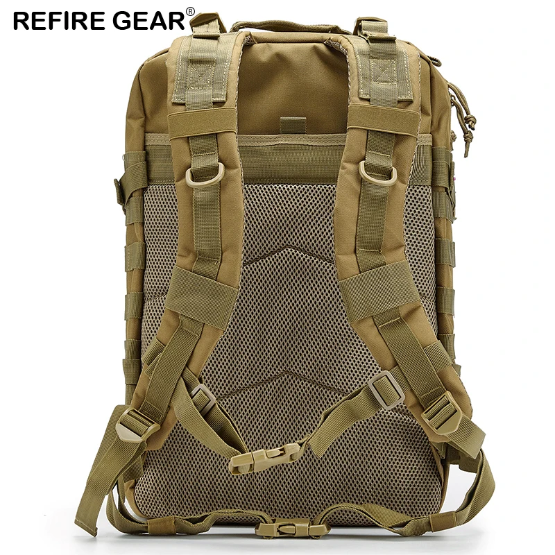 Refire Gear Outdoor Tactical Backpack Large-Capacity Waterproof Army Solider Bag Hiking Hunting Fishing Bag Camp Trekking Pack 