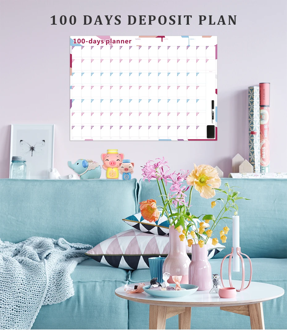930_01 Countdown Calendar Annual Learning Schedule Periodic Planner Agenda Journal Diary Plan Student Office Supplies