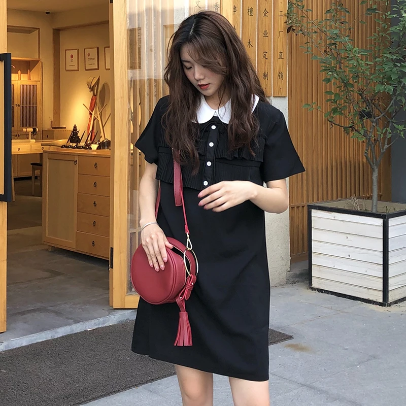

Summer Dress 2018 Korean Version Chiffon A-line Peter Pan Collar Temperament Party Dress Women