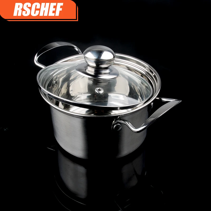 

Diameter 16cm Thickened stainless steel Korean soup pot single-handle milk pan household double bottom non-stick cooker