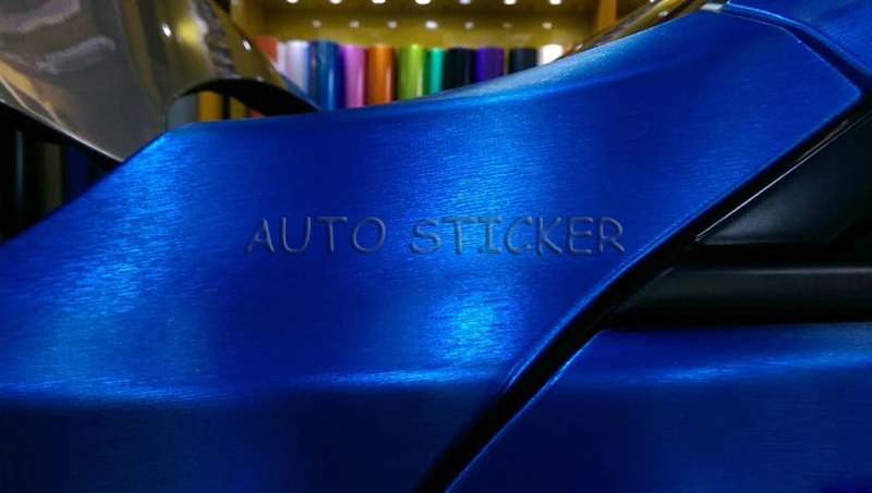 Blue Metallic Brushed Vinyl Car Wrap-2