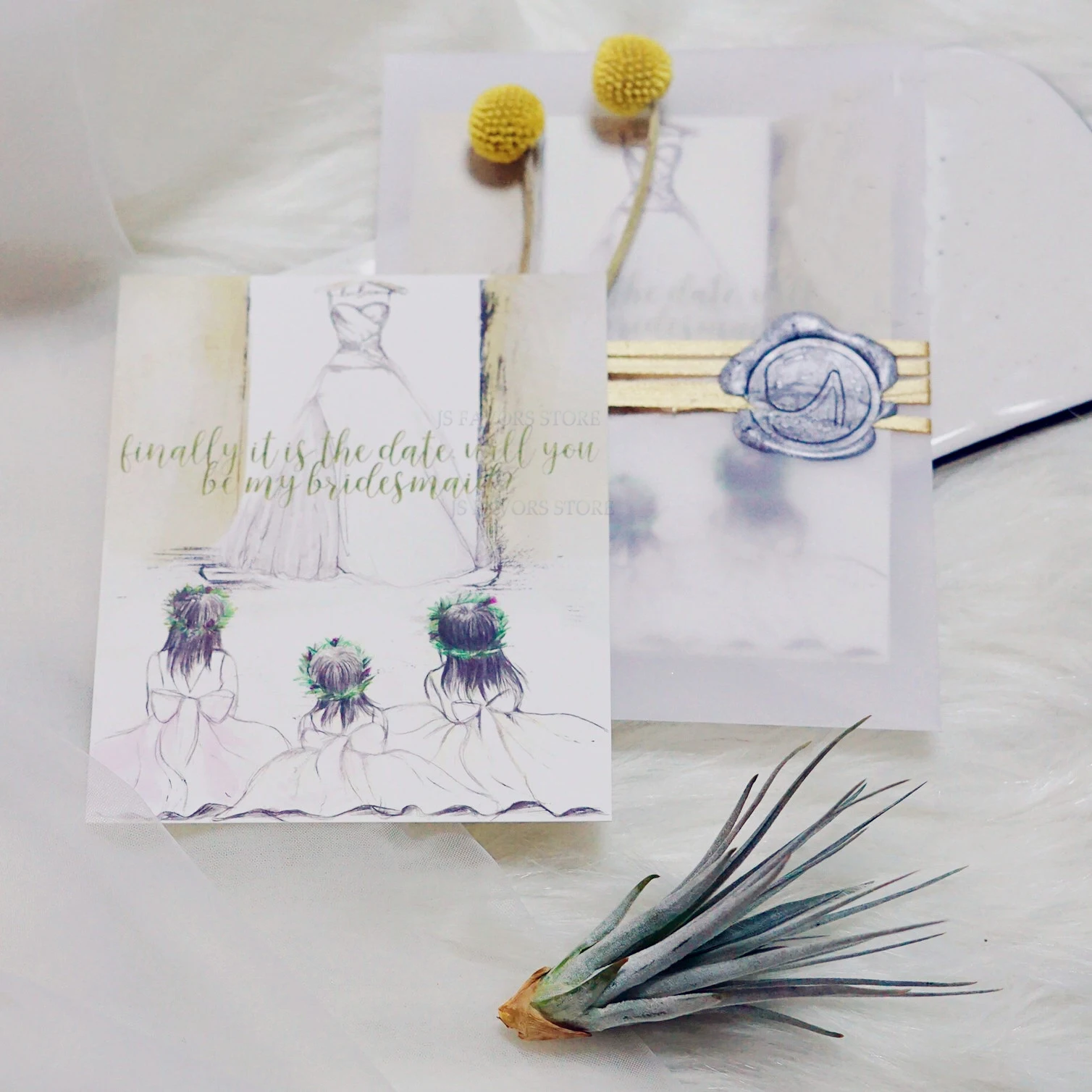 Free shipping 4set Hen Night Bachelorette party will you be my bridesmaid wedding engagement invita - 33027486309