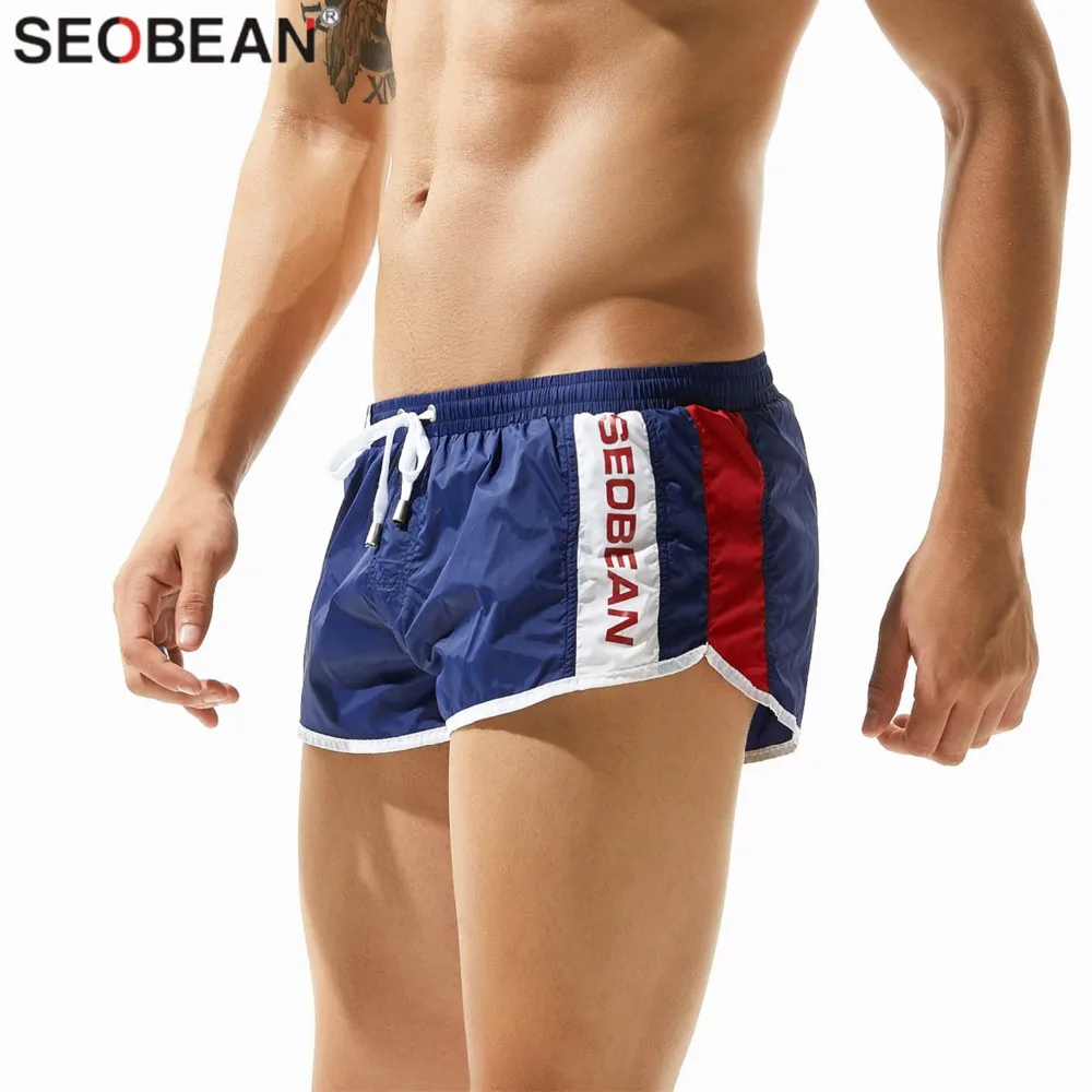 SEOBEAN Shorts Men's Beach Shorts Quick Dry Nylon Fabrics Men Board Shorts Homme Casual Style Loose Joggers Shorts 5