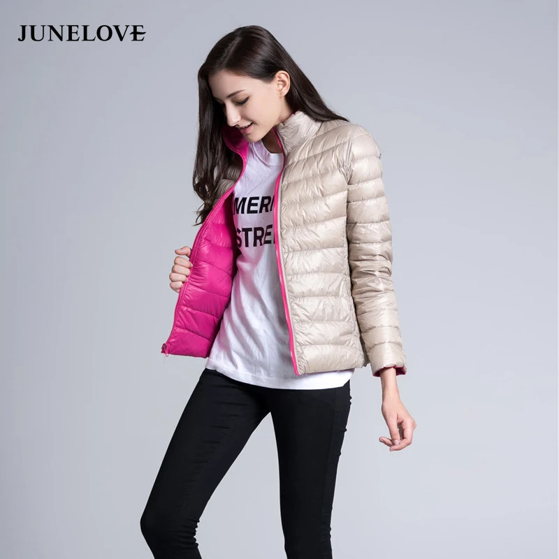 JuneLove Осень зима 2019 однотонные зимние парки с двусторонней подкладкой Женское