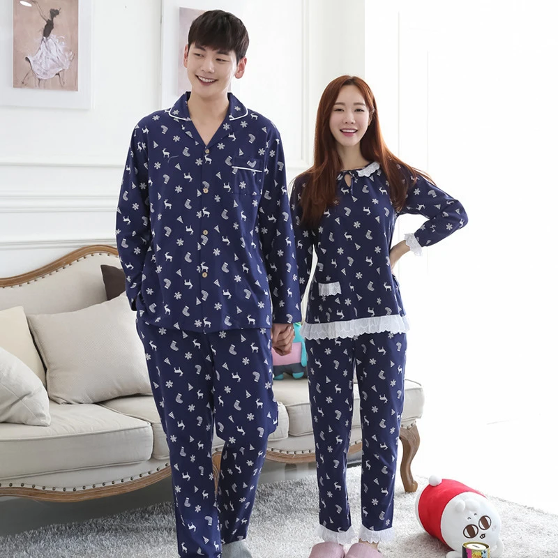 Couple Pajama Sets O Neck Long Sleeve New Arrive Men