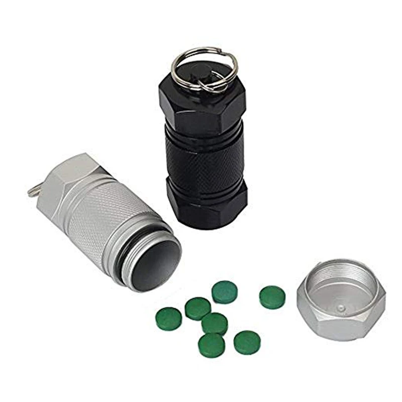 

1pcs Aluminum Alloy Mini EDC Pill Seal Storage Tank First Aid Pill Bottle Outdoor Waterproof Box