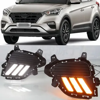 

Car Flashing For Hyundai Creta IX25 2017 2018 LED DRL Daytime Running Light Daylight Waterproof yellow Signal lamp car-Styling