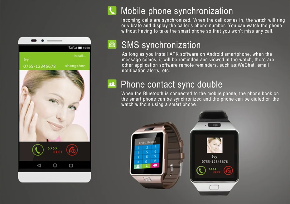 Smart Watch DZ09 Push Message Bluetooth Connectivity Android Phone Smartwatch Android Phone Relogio Call SIM TF for IOS iPhone 005103_04