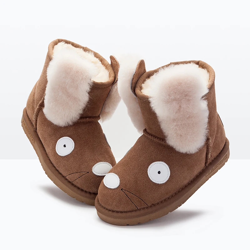 T.S. kid boots with wool winter warm girls boots anti slip and waterproof toddler shoes cute mouse kids snow boots Size28-38 babyfeet new winter warm boots newborn baby boys girls cute shoes infant toddler soft sole anti slip snow booties size3 5 11