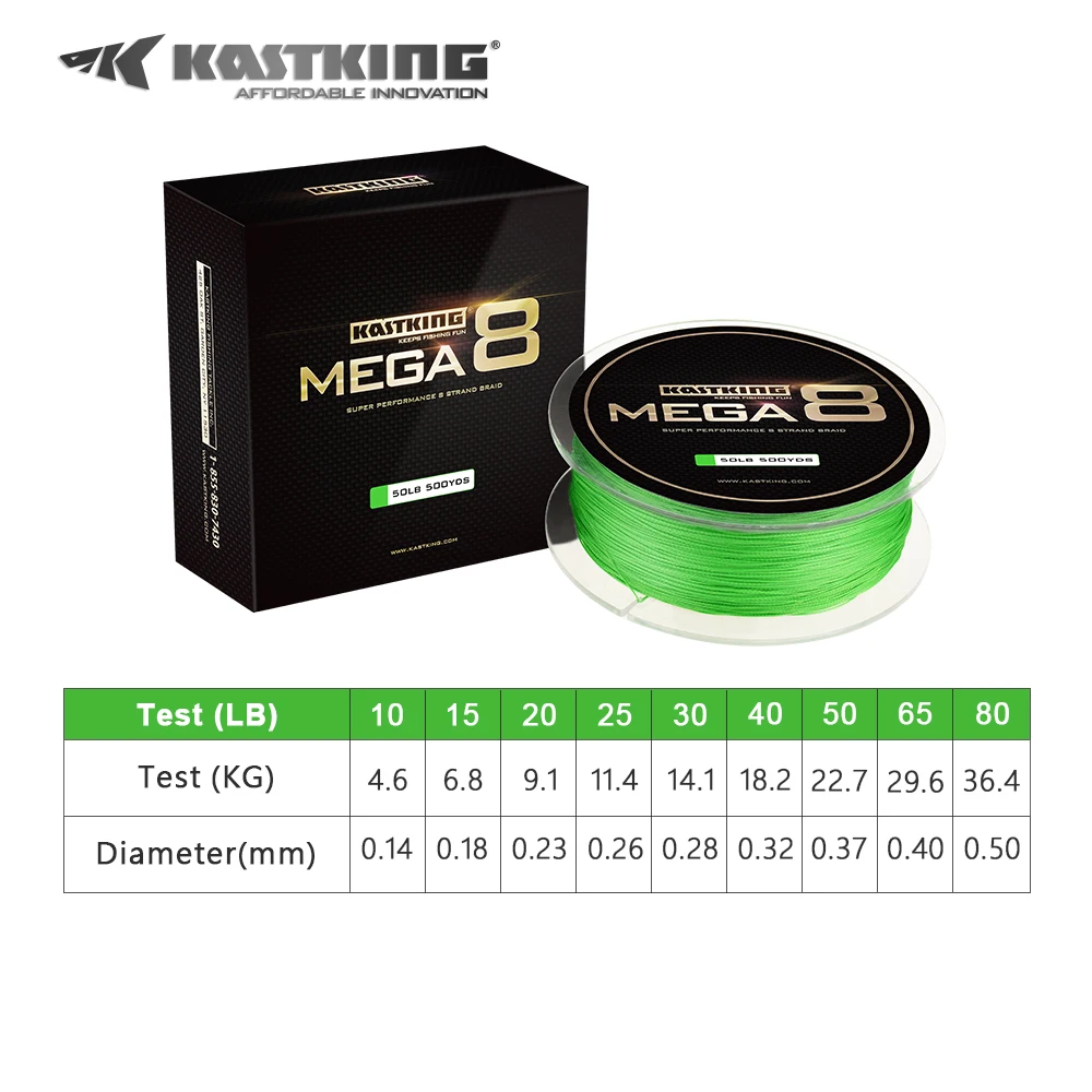 KastKing Mega8 Новый Кос Линия 300Yds/274 М 0.14 0.50 мм 10 80LB 8 Пряди Super Strong Зеленый Плетеный Лески