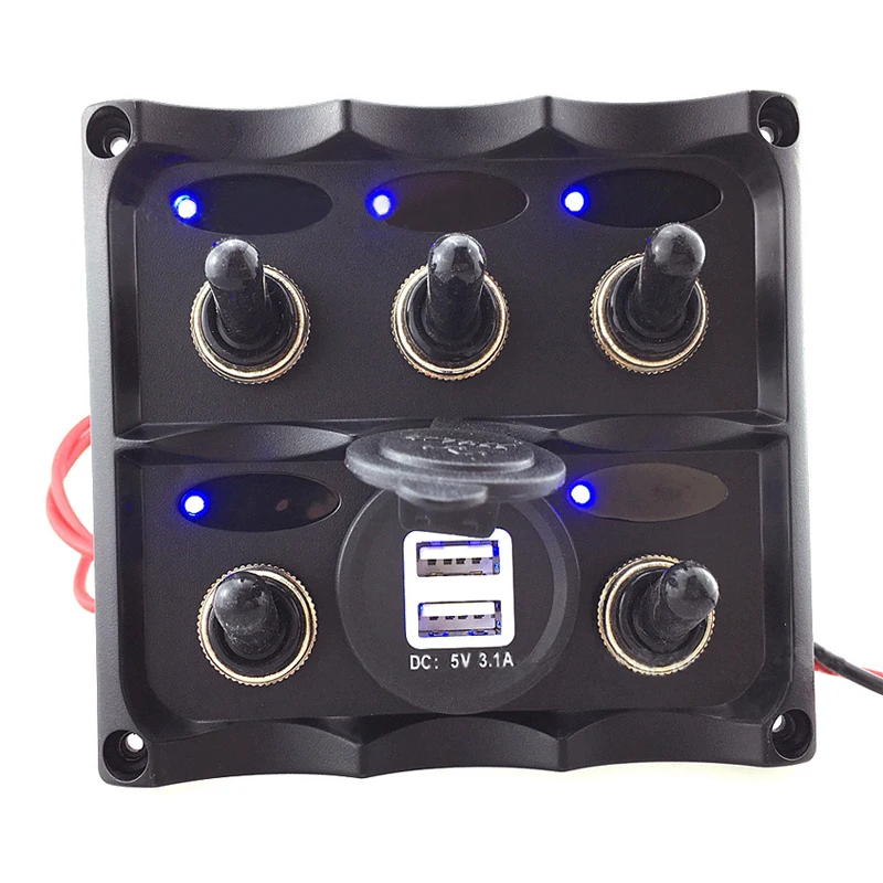 

LED Marine Toggle switch panel Switches Waterproof Yacht RV Boat Cockpit Control Switch Car Dual USB Chargers Power Adapter