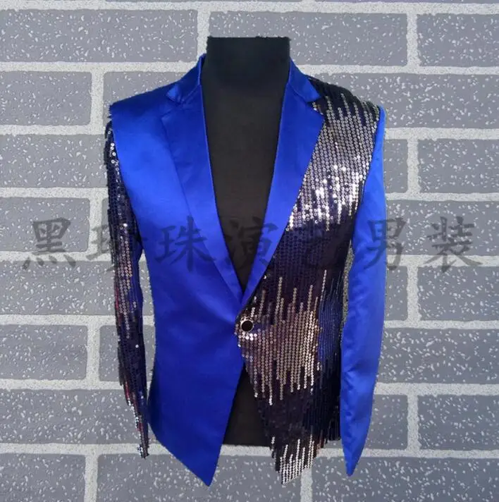 Синие мужские костюмы конструкции masculino Homme TERNO Сценические костюмы для певцов мужчины блесток Блейзер Танцы одежда куртка звезда стильное платье