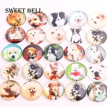 SWEET BELL-cabujón de cristal con foto (perro) hecho a mano, suministros de diseño de colores mezclados para joyería, hecho a mano, 20 Uds., 25mm, 20mm, 9C1467