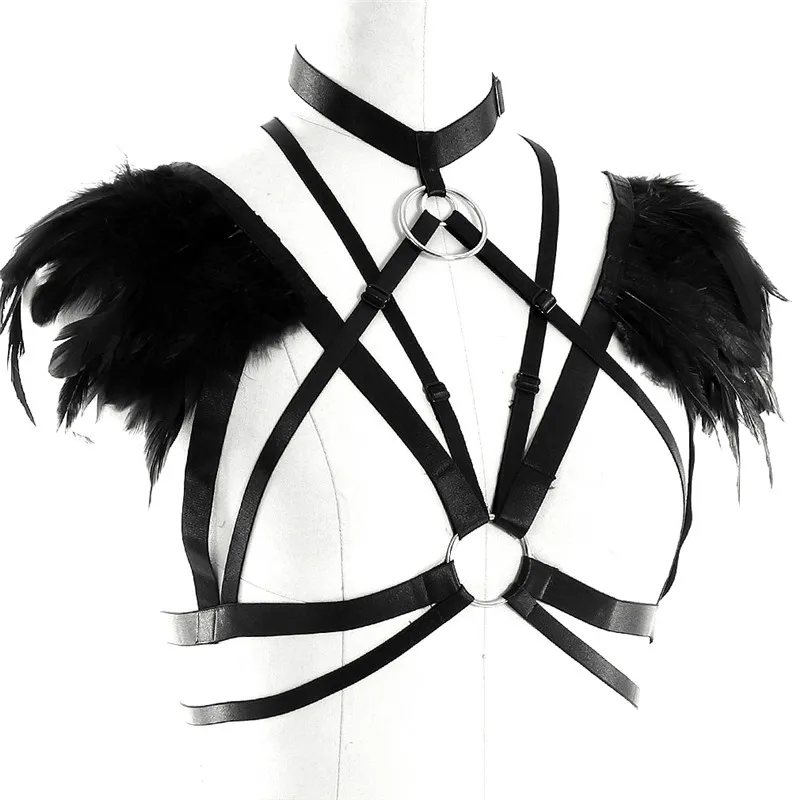 Перо Epaulet бондаж ремни унисекс strappy белье клетка топ с подвязки на ногу жгут