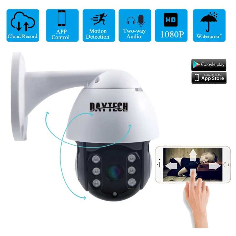 DAYTECH 1080P WiFi IP камера водонепроницаемая уличная CCTV домашняя камера наблюдения ONVIF 2MP сеть P2P запись монитор