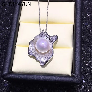 

SHDIYAYUN Shell Pearl Necklace Natural Freshwater Pearl Elegant Irregular Pendant 925 Sterling Silver For Woman Pearl Jewelry