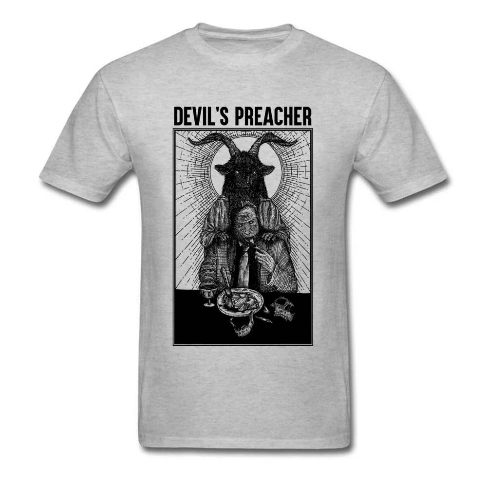 Devilss Preacher II Tops T Shirt Fashion Round Collar Casual Short Sleeve Pure Cotton Men T-shirts Casual Tops Tees Devilss Preacher II grey
